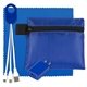 Tech Home and Travel Kit with Microfiber Cleaning Cloth, USB Wall Charger and Charging Cables in Polyester Zipper Pouch