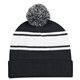 Two - Tone Knit Pom Beanie With Cuff