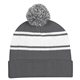 Two - Tone Knit Pom Beanie With Cuff