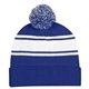 Two - Tone Knit Pom Beanie With Cuff