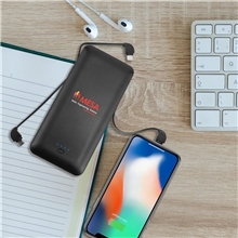 Charge All 10k - 10, 000 mAh Power Bank with Integrated Charging Cables and AC Plug
