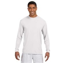 A4 Mens Cooling Performance Long Sleeve T - Shirt - WHITE