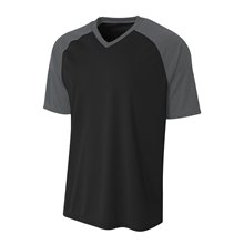A4 Youth Polyester V - Neck Strike Jersey with Contrast Sleeves