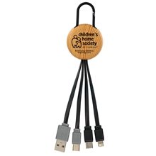 Bamboo Pattern Clip Dual Input 3 In 1 Charging Cable