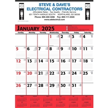 Commercial Planner Wall Calendar Red Black 2025, 2+ Imprint Colors