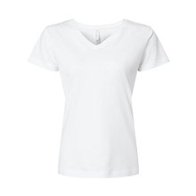 LAT Ladies V - Neck Fine Jersey T - Shirt - WHITE