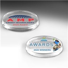 Oval Glass Award Paperweight - 3 x 5 x 3/4