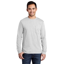Port Company Long Sleeve Essential T - Shirt with Pocket