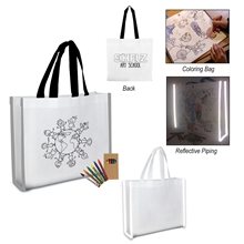 Reflective Non - Woven Coloring Tote Bag With Crayons