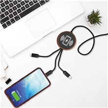SCX Design(TM) 5- in -1 Bamboo 5W Wireless Charging Cable