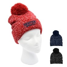 Speckled Pom Beanie With Cuff