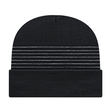 Thin Striped Knit Cap with Cuff