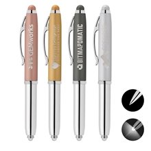 Vivano Softy Metallic Pen w / LED Light and Stylus - Laser