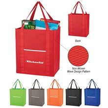 Wave Design Non - Woven Shopper Tote Bag